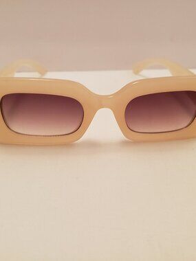 Sojos Sunglasses Retro 90s Nude Rectangular Beige Frame Brown Lens